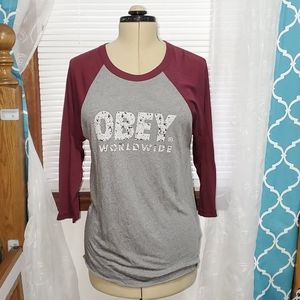 Women's Obey baseball style tee